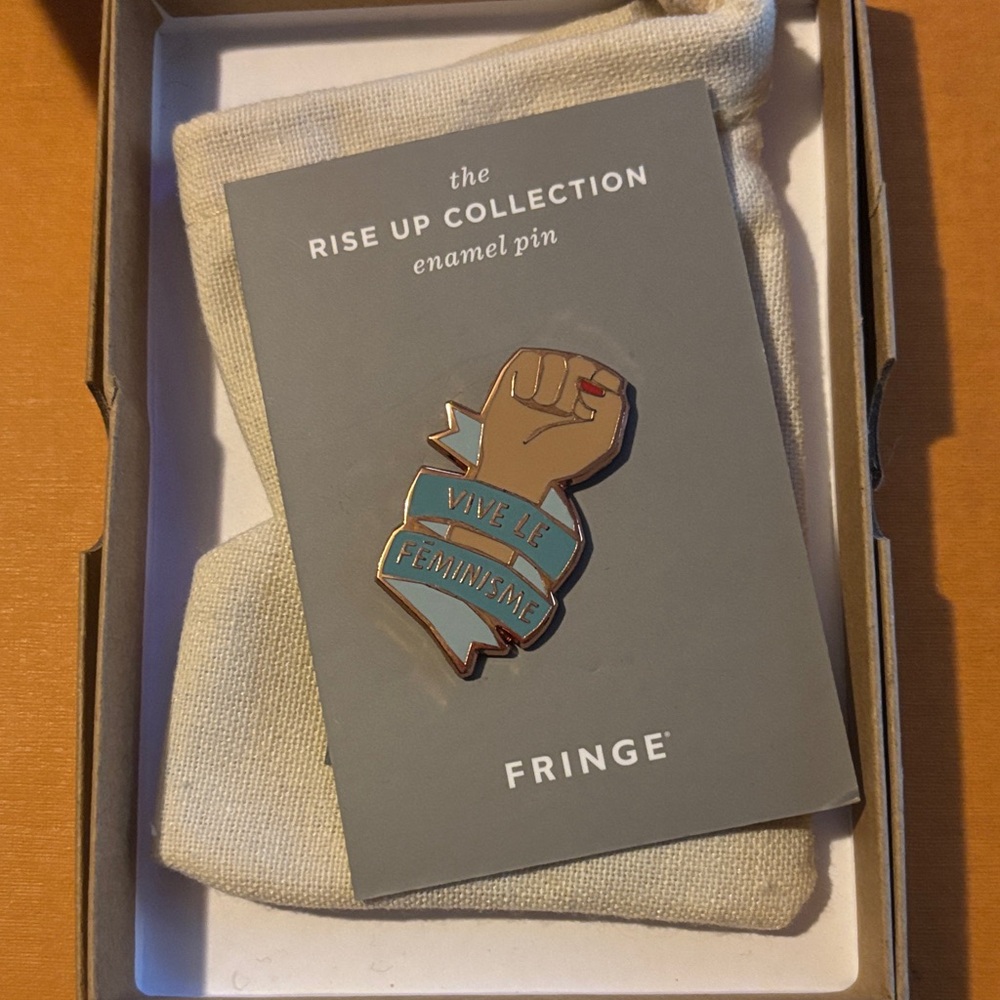 Fringe Studio Rise Up Enamel Pin - Brown and Blue